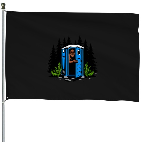 Discover Peeking Out Of A Porta Potty In The House Flags