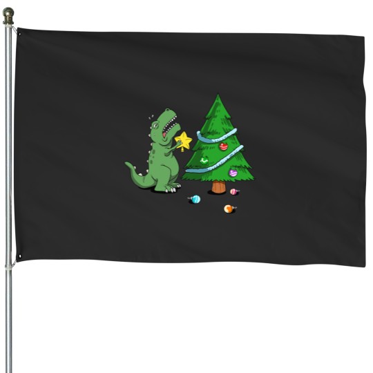 Discover Struggle Is Real Dinosaur Christmas Tree Star House Flags