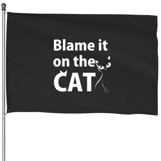 Discover Blame it on the Cat Funny Dog Lovers House Flags