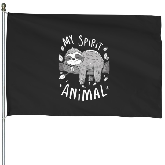 Discover Sloth My Spirit Animal Funny Sloth House Flags