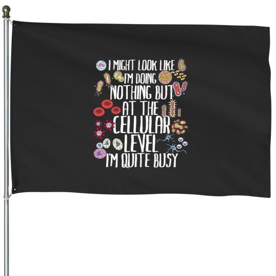 Discover Funny Biology Microbiology Teacher Cellular Botany Molecule House Flags