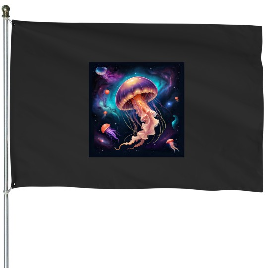 Discover jellyfish watercolor House Flags