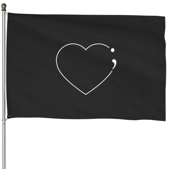 Discover Heart Semicolon Mental Health Awareness House Flags