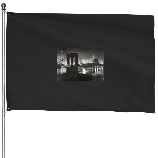 Discover 1940 Bridge and New York City Night Scene House Flags