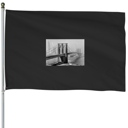 Discover 1940_s Bridge Black and White Daytime Photograph House Flags