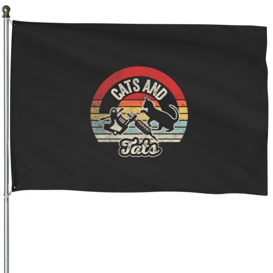 Discover Vintages Cats And Tats Cat Tattoo Lover Cats Tats House Flags