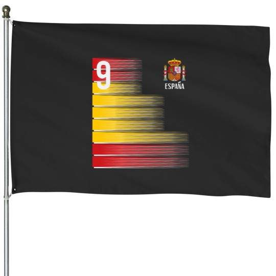 Discover Spain Number 9 Espana Spanish Soccer Fan Men Women Kids Boys House Flags