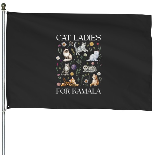 Discover Cat Ladies For Kamala House Flags, Kamala Harris 2024 President House Flags