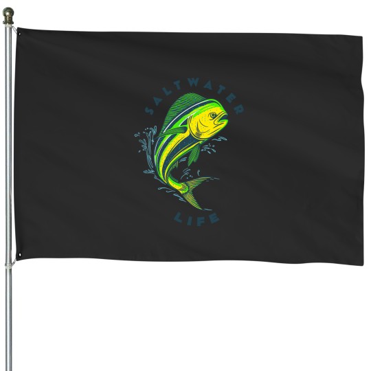 Discover Saltwater Life Saltwater Mahi Mahi Jumping Fishing House Flags