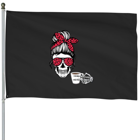 Discover messy bun halloween apparel coffee lover House Flags