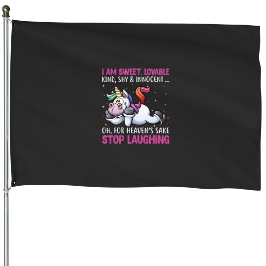 Discover Cute Funny Sarcastic Unicorns House Flags