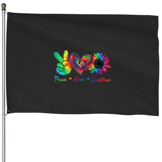 Discover Peace Love Sunshine Sunflower Hippie Tie Dye House Flags