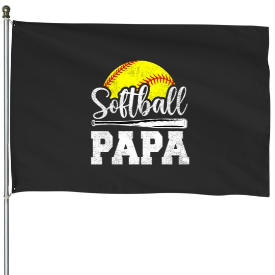 Discover Softball Papa Softball Player Game Day Fathers Day Gift House Flags