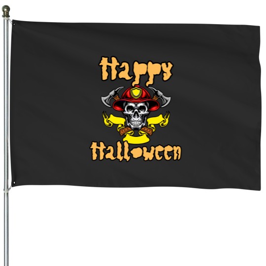 Discover Happy Halloween Fireman House Flags