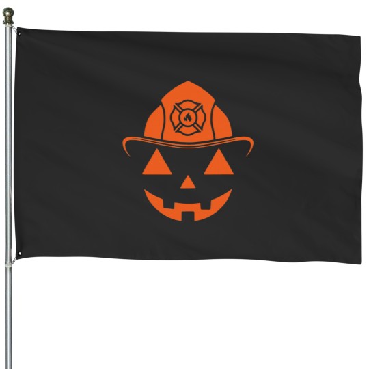 Discover Halloween Firefighter Helmet Pumpkin House Flags