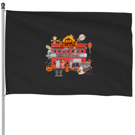 Discover Firefighter Halloween - Firee station Happy Halloween House Flags
