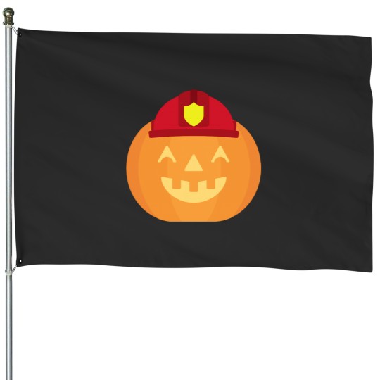 Discover Spooky Carved Pumpkin Firefighter, Halloween Hallows Eve Celebration House Flags