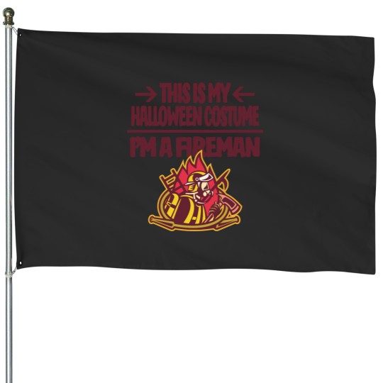 Discover This is My Halloween Costume I'm a Fireman Firefighter House Flags