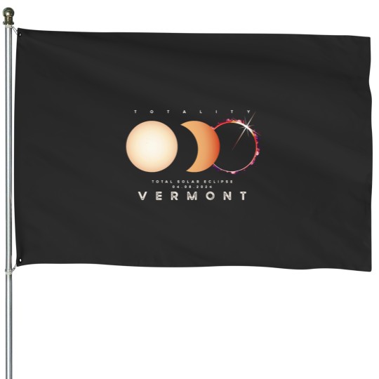 Discover Solar Eclipse 2024 Vermont Total Eclipse Astronomy Graphic House Flags