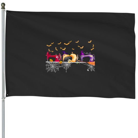 Discover Halloween Sewing Machine Pumpkin Skull House Flags