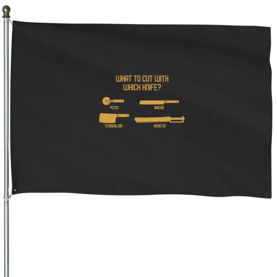 Discover What to Cut with which knifess Funny Wargaming Meme Essential House Flags