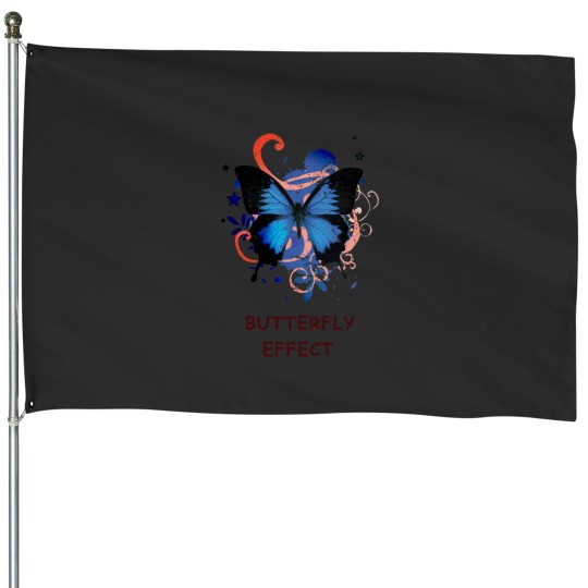 Discover Blue and black colors Butterflygraphic art House Flags