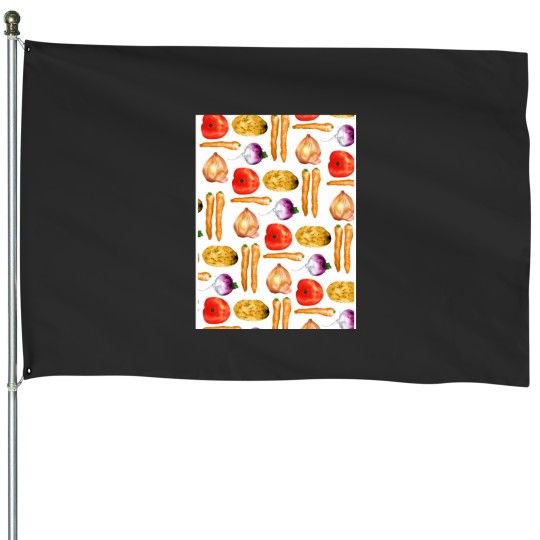 Discover Vegetable Pattern Graphic House Flags