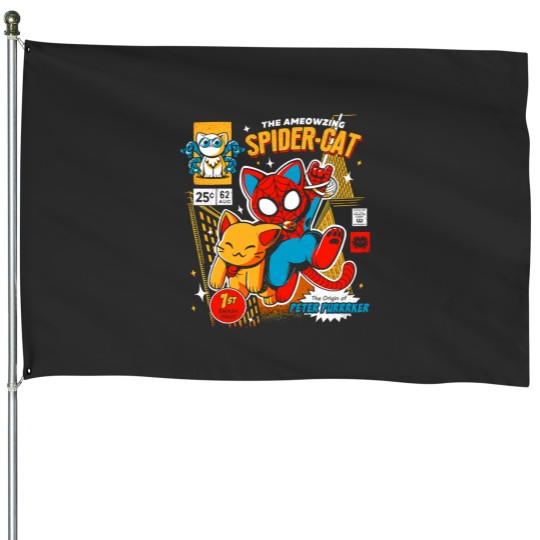 Discover Amazing Spider Cat House Flag