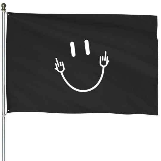 Discover Smile Face Middle Fingerss Funny Sarcasm Meme Quote House Flags