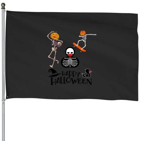 Discover Rubber Duck Skeletonn - Happy Halloween House Flags