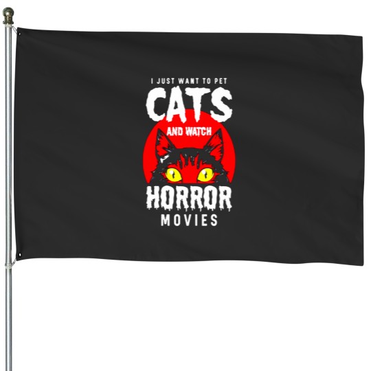 Discover Cats And Horror Movies House Flags