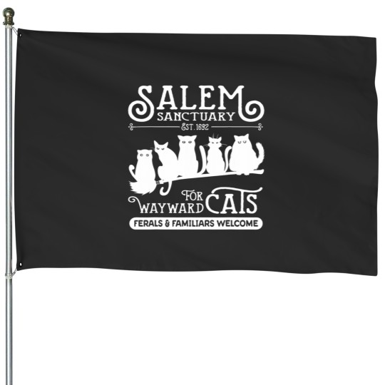 Discover Funny Witch Salem Black Catt House Flags