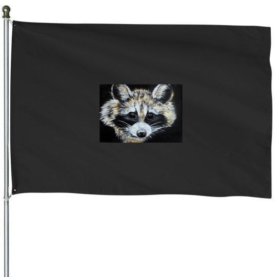 Discover raccoon House Flags