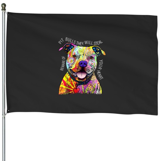 Discover Beware Pitbull They Will Steal Your Heart House Flags, Pit Bull House Flags
