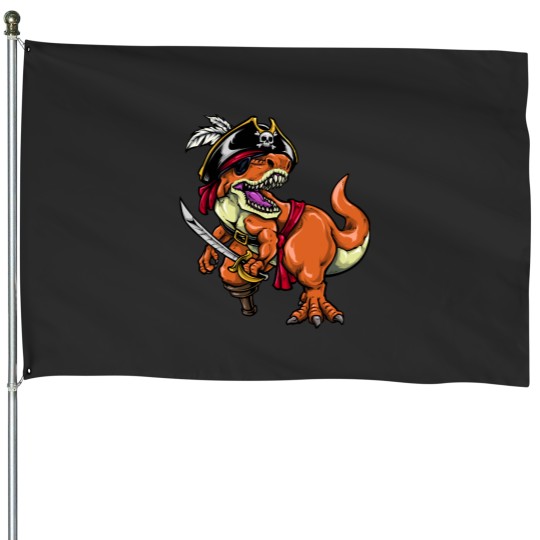 Discover Pirate Dino Dinosaur Pirate Halloween House Flags