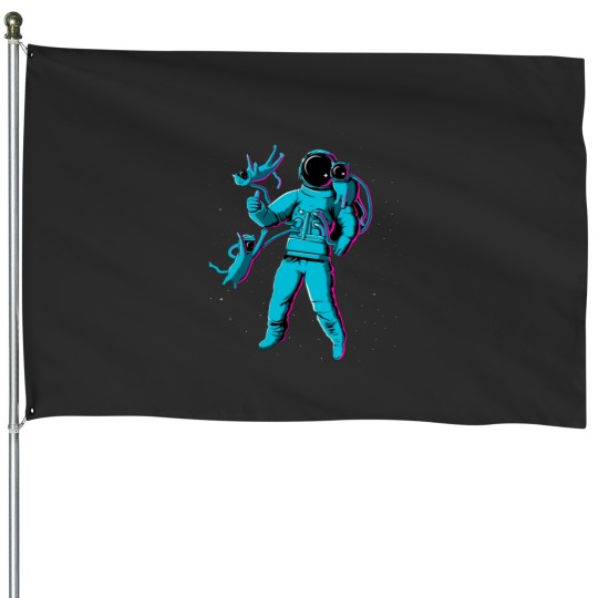 Discover Astronaut and cats House Flags