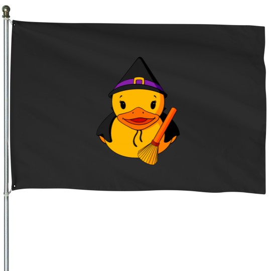 Discover Witch Rubber Duck House Flags