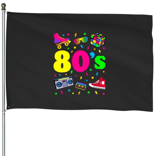 Discover I Love the 80s Theme Party House Flag