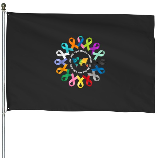 Discover All Cancer Matters Awareness Fight Cancer Ribbon Support House Flags