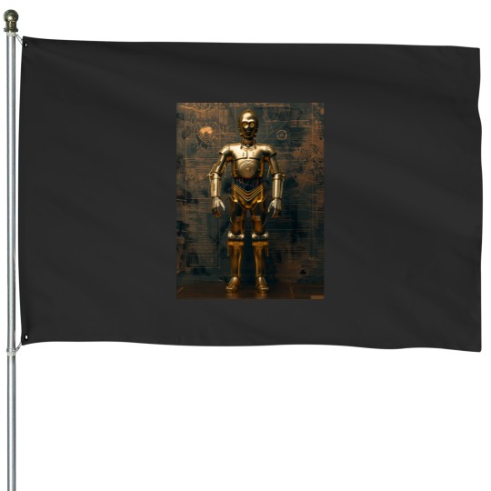 Discover C3P0 Droid Star Warss Fan Art Premium House Flags