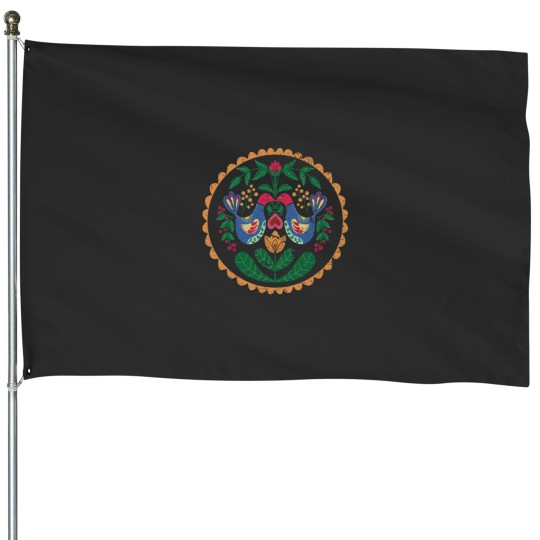 Discover Fancy Folk Art Fowl House Flags