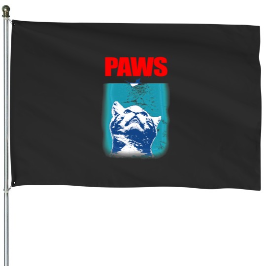 Discover Kitty with large Jaws attacking a mouse PAWS House Flags