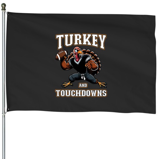 Discover Thanksgiving Design for Boys Turkey and Touchdowns Youth Men House Flags