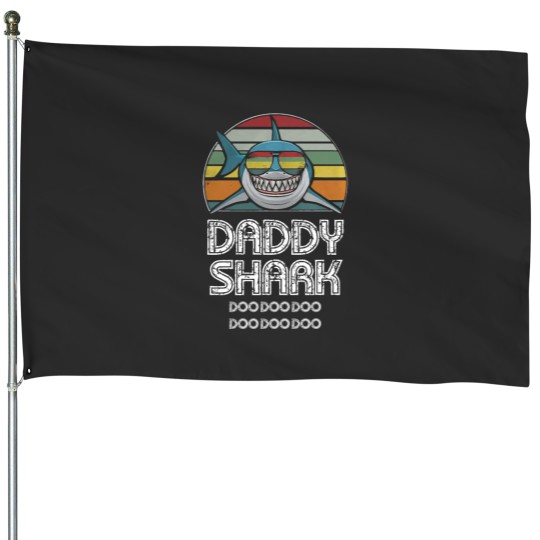 Discover Daddy Shark Retro - For Dark Print House Flags