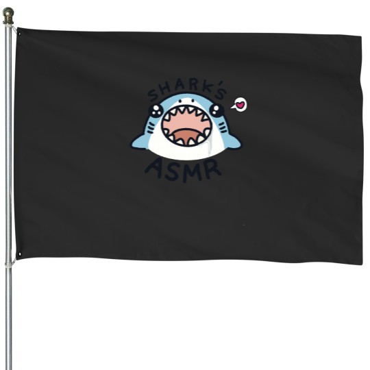 Discover Shark’s ASMR shark ASMR funny shark face House Flags