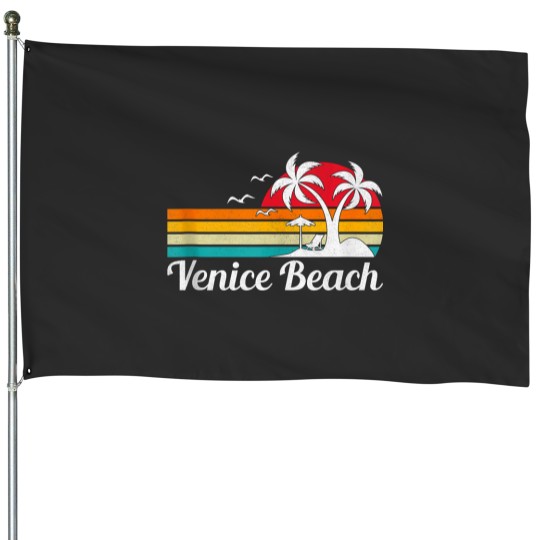 Discover summer vacation palm tree calinia venice beach House Flags