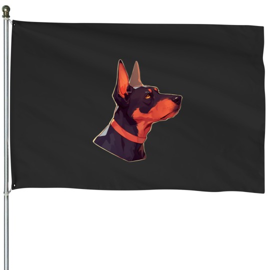 Discover Aesthetic Doberman Art House Flag