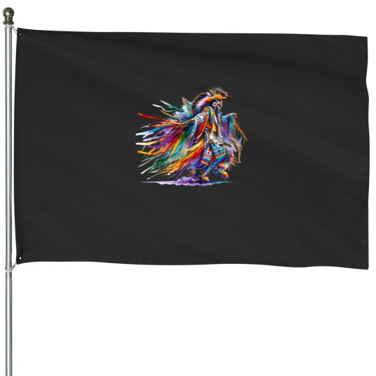 Discover Native American Grass Dancer House Flags