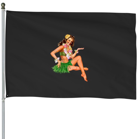 Discover Hawaiian Hula Girl House Flags
