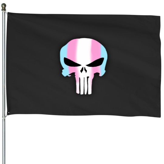 Discover Trans Pride Skull House Flags